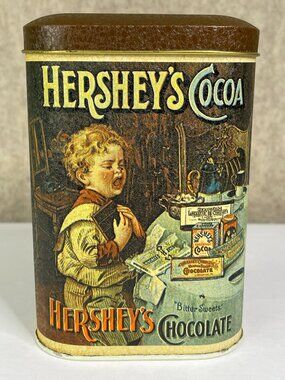 Vintage 1984 Hershey’s Chocolate Cocoa Tin Collectible Canister Retro Kitchen